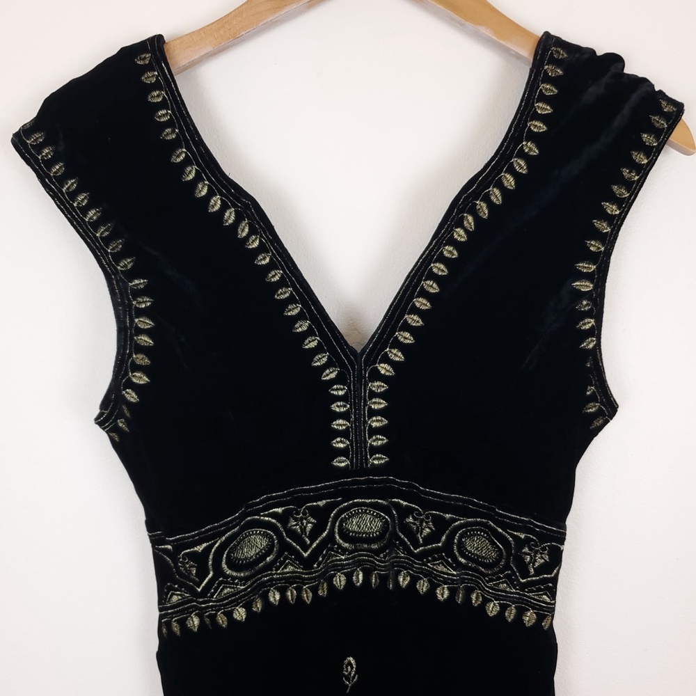 Central Park West Black Velvet Embroidered Top - Picture 2 of 8
